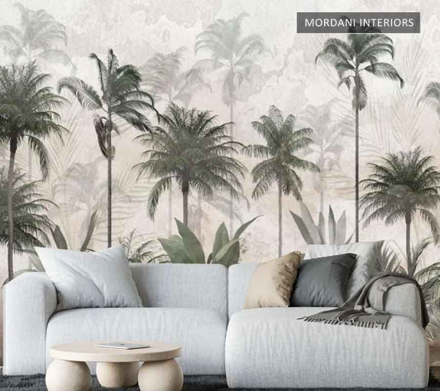 GRAY PALM TREE TROPICAL WALL MURALS _ I